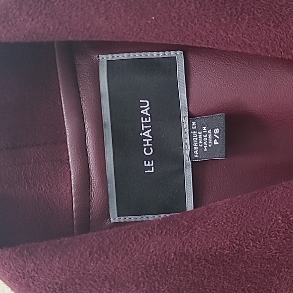 Faux Leather Drape Front Jacket Le Château - Picture 3 of 5